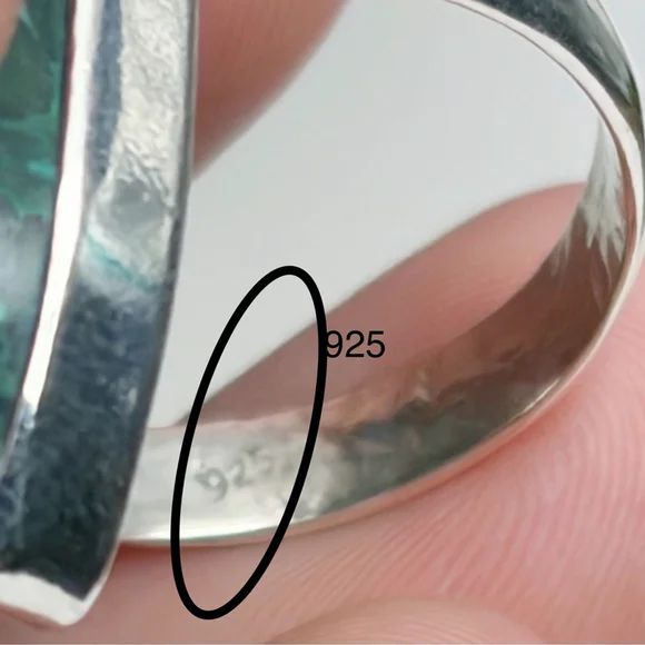 Malachite Chrysocolla Ring Size 8 1/4 8.25 Pure Sterling Silver 925 Southwest - Picture 7 of 9